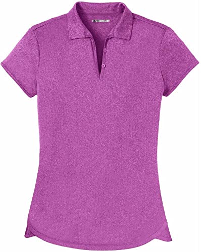 Joe's USA Ladies Heathered Moisture Wicking Golf Polo-M-Berry