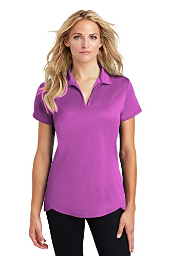 Joe's USA Ladies Heathered Moisture Wicking Golf Polo-M-Berry