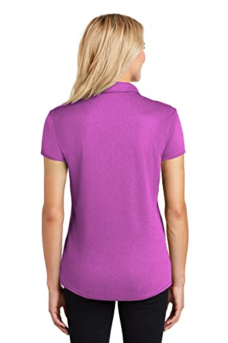Joe's USA Ladies Heathered Moisture Wicking Golf Polo-M-Berry