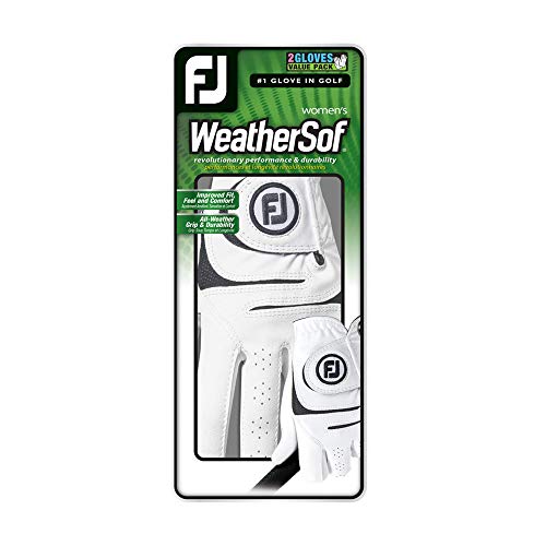 FootJoy Women's WeatherSof Golf Glove, Pack of 2, White Small, Worn on Left Hand