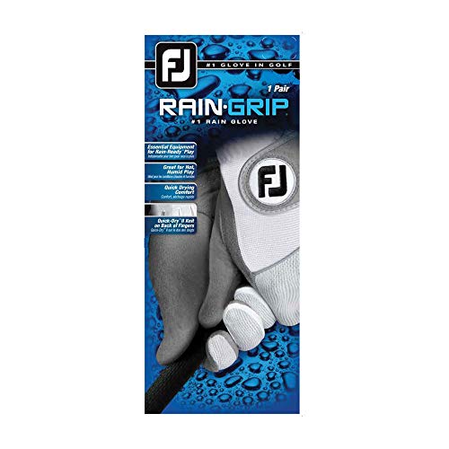 FootJoy Men's RainGrip Pair Golf Glove White X-Large, Pair