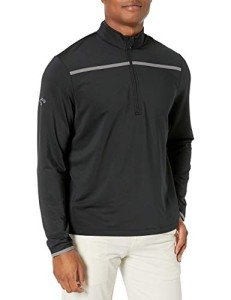 Callaway Men's Golf Chest Stripe Long Sleeve 1/4 Zip Mock Pullover, Black, 3X-Large