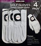 KIRKLAND SIGNATURE Golf Gloves Premium Cabretta Leather, Medium-Large, 4 Pack