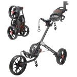 caddytek 3 Wheel Golf Push Cart - Deluxe Quad-Fold Compact Push & Pull Folding Caddy Trolley - Caddylite 15.3 V2,Black