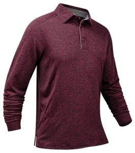 LE VONFORT Long Sleeve Dry Fit Golf Polo Shirts for Men Athletic Collared T Shirt Wine X-Large