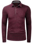 LE VONFORT Long Sleeve Dry Fit Golf Polo Shirts for Men Athletic Collared T Shirt Wine X-Large