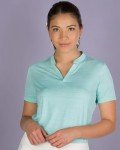 Women’s Sleeveless Collarless Golf Polo Shirt - Dry Fit, Breathable, Compression Golf Tops Aqua Blue