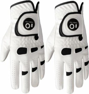 FINGER TEN Men’s Golf Glove Left Hand Right with Ball Marker Value 2 Pack, Weathersof Grip Soft Comfortable, Fit Size Small Medium ML Large XL (X-Large, Worn on Left Hand)
