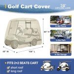 Explore Land 600D Waterproof Golf Cart Cover Fits for Most Brand 4 Passengers Golf Cart (Light Tan)