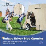 Explore Land 600D Waterproof Golf Cart Cover Fits for Most Brand 4 Passengers Golf Cart (Light Tan)