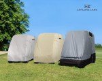 Explore Land 600D Waterproof Golf Cart Cover Fits for Most Brand 4 Passengers Golf Cart (Light Tan)