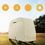 Explore Land 600D Waterproof Golf Cart Cover Fits for Most Brand 4 Passengers Golf Cart (Light Tan)