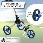Cube CART 3 Wheel Push Pull Golf CART - Two Step Open/Close - Smallest Folding Lightweight Golf CART in The World - Choose Color! (White/Blue)