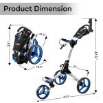Cube CART 3 Wheel Push Pull Golf CART - Two Step Open/Close - Smallest Folding Lightweight Golf CART in The World - Choose Color! (White/Blue)