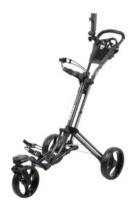 Qwik-Fold 360 Swivel 3 Wheel Push Pull Golf CART - 360* Rotating Front Wheel - ONE Second to Open & Close! (Charcoal/Black)