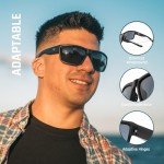 TOREGE Polarized Sports Sunglasses for Men and Women Cycling Running Golf Fishing Sunglasses TR26 (Black Frame & Grey Lens)