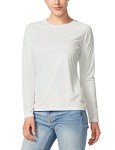 BALEAF Women's SPF Shirts Long Sleeve, Sun Protection Hiking Tops, UPF 50+ Quick Dry Rash Guard, Lightweight UV Clothing White Size L