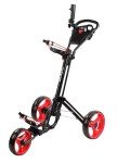 Qwik-Fold 3 Wheel Push Pull Golf Cart, Patented Bullet System and Foot Brake, ONE Second to Open and Close! (Black/Red) (933-3.0-BLK/RED)