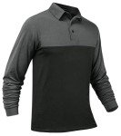 TAPULCO Mens Long Sleeve Two-Tone Polo Fall Active Shirts Lightweight 4-Way Stretch Golf Wear Wicks Sweat Dry Fast Breathable Collared Tshirts Black and Grey X-Large