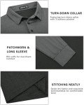TAPULCO Mens Long Sleeve Two-Tone Polo Fall Active Shirts Lightweight 4-Way Stretch Golf Wear Wicks Sweat Dry Fast Breathable Collared Tshirts Black and Grey X-Large