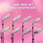 Majek Pink Senior Ladies Golf Hybrids Irons Set