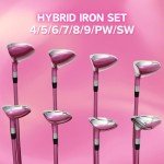 Majek Pink Senior Ladies Golf Hybrids Irons Set