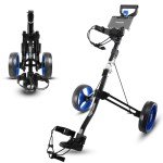 2 Wheel Golf Push Cart - Lightweight Folding Walking Push Cart Roller Golf Bag Holder Upper/Lower Bracket w/ Elastic Strap, Bag Storage Holder SLGZX3