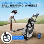 2 Wheel Golf Push Cart - Lightweight Folding Walking Push Cart Roller Golf Bag Holder Upper/Lower Bracket w/ Elastic Strap, Bag Storage Holder SLGZX3