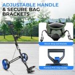 2 Wheel Golf Push Cart - Lightweight Folding Walking Push Cart Roller Golf Bag Holder Upper/Lower Bracket w/ Elastic Strap, Bag Storage Holder SLGZX3