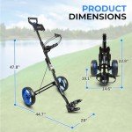 2 Wheel Golf Push Cart - Lightweight Folding Walking Push Cart Roller Golf Bag Holder Upper/Lower Bracket w/ Elastic Strap, Bag Storage Holder SLGZX3
