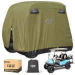 10L0L 4 Passenger Golf Cart Cover Fits EZGO, Club Car, Yamaha, 400D Waterproof Windproof Sunproof Outdoor All-Weather Polyester Full Cover with Three Zipper Doors - Army Green