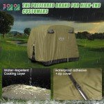10L0L 4 Passenger Golf Cart Cover Fits EZGO, Club Car, Yamaha, 400D Waterproof Windproof Sunproof Outdoor All-Weather Polyester Full Cover with Three Zipper Doors - Army Green