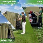 10L0L 4 Passenger Golf Cart Cover Fits EZGO, Club Car, Yamaha, 400D Waterproof Windproof Sunproof Outdoor All-Weather Polyester Full Cover with Three Zipper Doors - Army Green