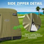 10L0L 4 Passenger Golf Cart Cover Fits EZGO, Club Car, Yamaha, 400D Waterproof Windproof Sunproof Outdoor All-Weather Polyester Full Cover with Three Zipper Doors - Army Green