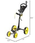 Callaway Trek 4-Wheel Compact Golf Club Push Cart, Black/Yellow