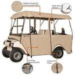 Classic Accessories Fairway Deluxe 4-Sided 4-Person Golf Cart Enclosure, Tan
