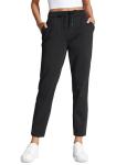 CRZ YOGA Womens 4-Way Stretch Ankle Golf Pants - 7/8 Dress Work Pants Pockets Athletic Yoga Travel Casual Lounge Workout Black Small
