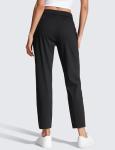 CRZ YOGA Womens 4-Way Stretch Ankle Golf Pants - 7/8 Dress Work Pants Pockets Athletic Yoga Travel Casual Lounge Workout Black Small