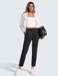 CRZ YOGA Womens 4-Way Stretch Ankle Golf Pants - 7/8 Dress Work Pants Pockets Athletic Yoga Travel Casual Lounge Workout Black Small