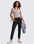 CRZ YOGA Womens 4-Way Stretch Ankle Golf Pants - 7/8 Dress Work Pants Pockets Athletic Yoga Travel Casual Lounge Workout Black Small