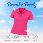 Women's Dry-Fit Golf Polo Shirts 3-Button Golf Polo's in 20 Colors XS-3XL Shirt Pink-S
