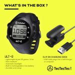 TecTecTec ULT-G Stylish, Lightweight and Multi-Functional Golf GPS Watch, Durable Wrist Band with LCD Display, Worldwide Preloaded Courses - Black