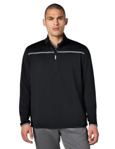 Callaway Men's Golf Chest Stripe Long Sleeve 1/4 Zip Mock Pullover, Black, 3X-Large