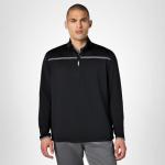 Callaway Men's Golf Chest Stripe Long Sleeve 1/4 Zip Mock Pullover, Black, 3X-Large