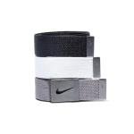 Nike Men's Standard 3 Pack Golf Web Belt, White/Gray/Black, One Size