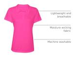 Women's Dry-Fit Golf Polo Shirts 3-Button Golf Polo's in 20 Colors XS-3XL Shirt Pink-S