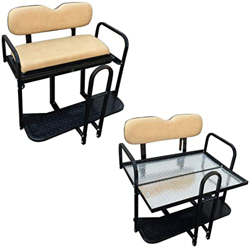 Performance Plus Carts EZGO TXT Golf Cart Rear Flip Back Seat Kit - Factory Tan (Fits 1995-2013)