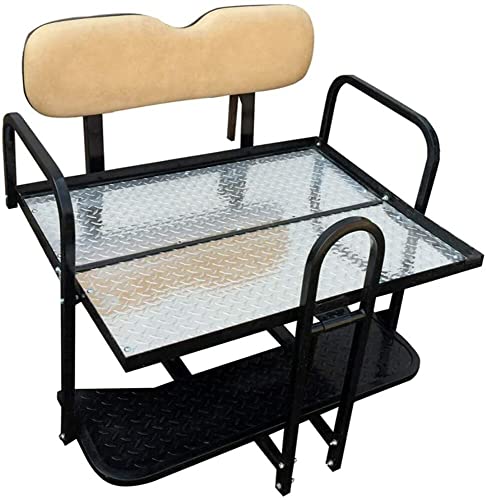 Performance Plus Carts EZGO TXT Golf Cart Rear Flip Back Seat Kit - Factory Tan (Fits 1995-2013)