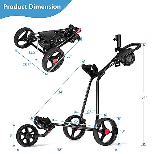 Tangkula 3 Wheel Golf Push Cart