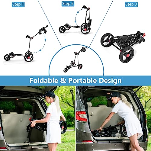 Tangkula 3 Wheel Golf Push Cart